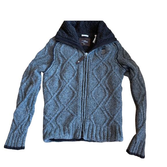 Vintage Energie Miss Sixty Mens Small Wool Sweater Cable Knit Sherpa Lined Italy - Picture 1 of 11